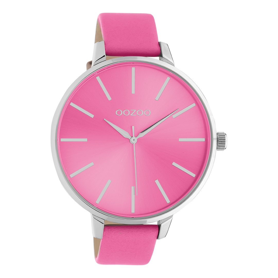 OOZOO Timepieces - Damen - Leder-Armband - Pink/Silber C10984