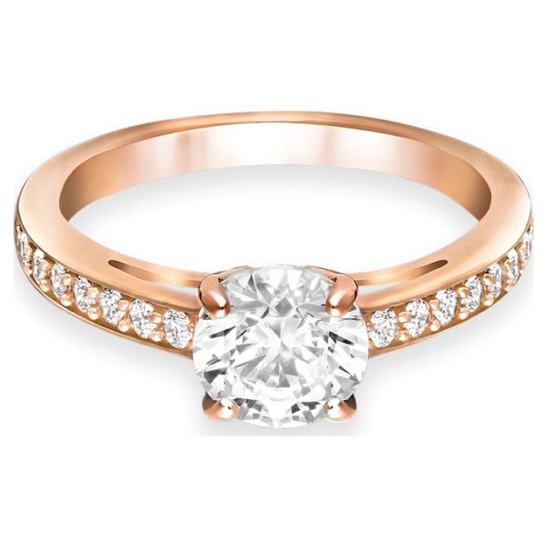 Swarovski Attract Ring Rund, Pavé, Weiss, Roségold-Legierungsschicht