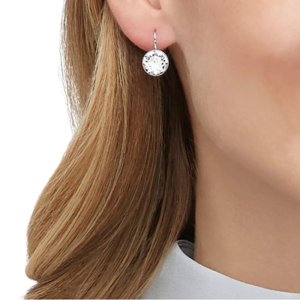 Swarovski Bella Ohrringe Rund, Klein, Weiss, Rhodiniert 5085608 – Bild 2