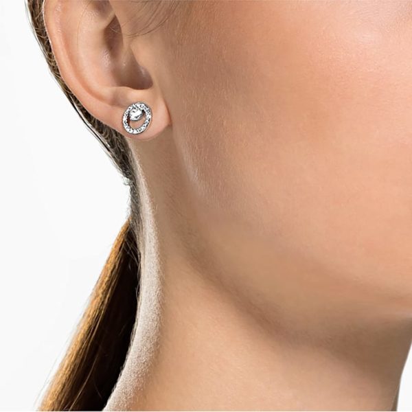 Swarovski Creativity Ohrstecker Kreis, Weiß, Rhodiniert 5201707 – Bild 2