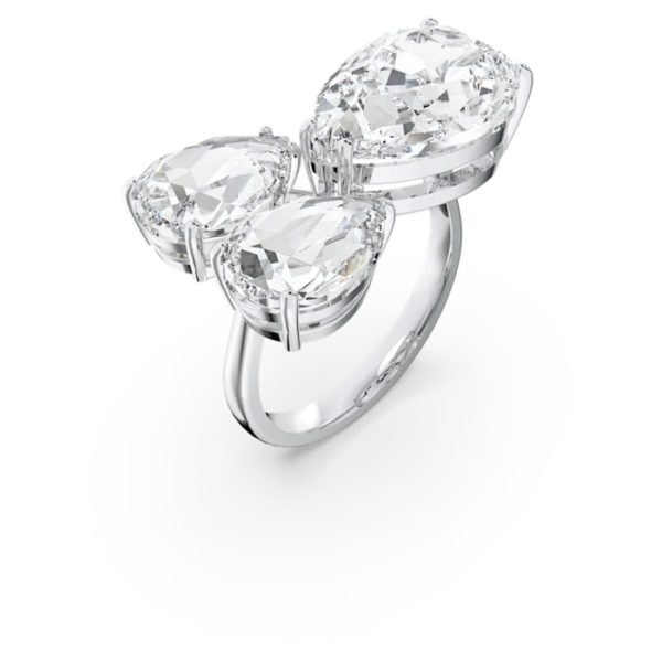 Millenia Cocktail Ring Kristalle im Tropfenschliff, Weiß, Rhodiniert – Bild 3