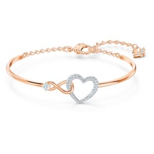 Swarovski Infinity Armreif Unendlichzeichen und Herz, Weiss, Metallmix 5518869