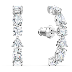 Swarovski Tennis Deluxe Ohrspangen Verschiedene Schliffe, Weiß, Rhodiniert 5563322