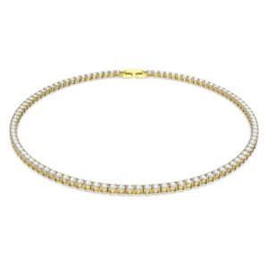Tennis Deluxe Halskette Rund, Weiss, Goldlegierungsschicht 5511545