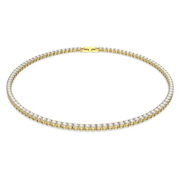 Tennis Deluxe Halskette Rund, Weiss, Goldlegierungsschicht 5511545