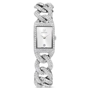 Swarovski Cocktail Uhr Voll-Pavé, Metallarmband, Silberfarben, Edelstahl 5547617