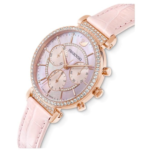 Swarovski Passage Chrono Uhr Lederarmband, Rosa, Roségoldfarbenes Finish 5580352 – Bild 2
