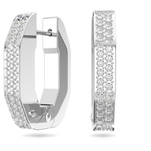 Swarovski Dextera Kreolen Oktagon, Pavé, Klein, Weiß, Rhodiniert 5618307