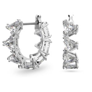 Swarovski Ortyx Kreolen Trilliant-Schliff, Klein, Weiß, Rhodiniert 5632467