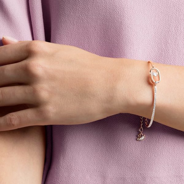 Swarovski Sparkling Dance Oval Armband Rundschliff, Weiß, Roségold-Legierungsschicht 5472382 – Bild 2
