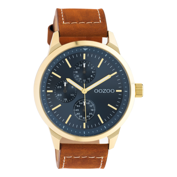 OOZOO Timepieces - C10906 - Herren - Leder-Armband - Braun/Gold