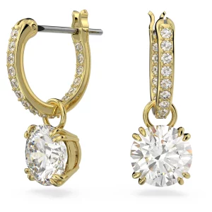 Swarovski Constella Drop-Ohrhänger Rundschliff, Weiß, Goldlegierungsschicht 5638802
