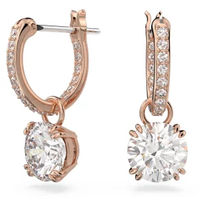 Swarovski Constella Drop-Ohrhänger Rundschliff, Weiß, Roségold-Legierungsschicht 5639975