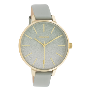 OOZOO Timepieces - Damen - Leder-Armband - Steingrau/Gold C11031