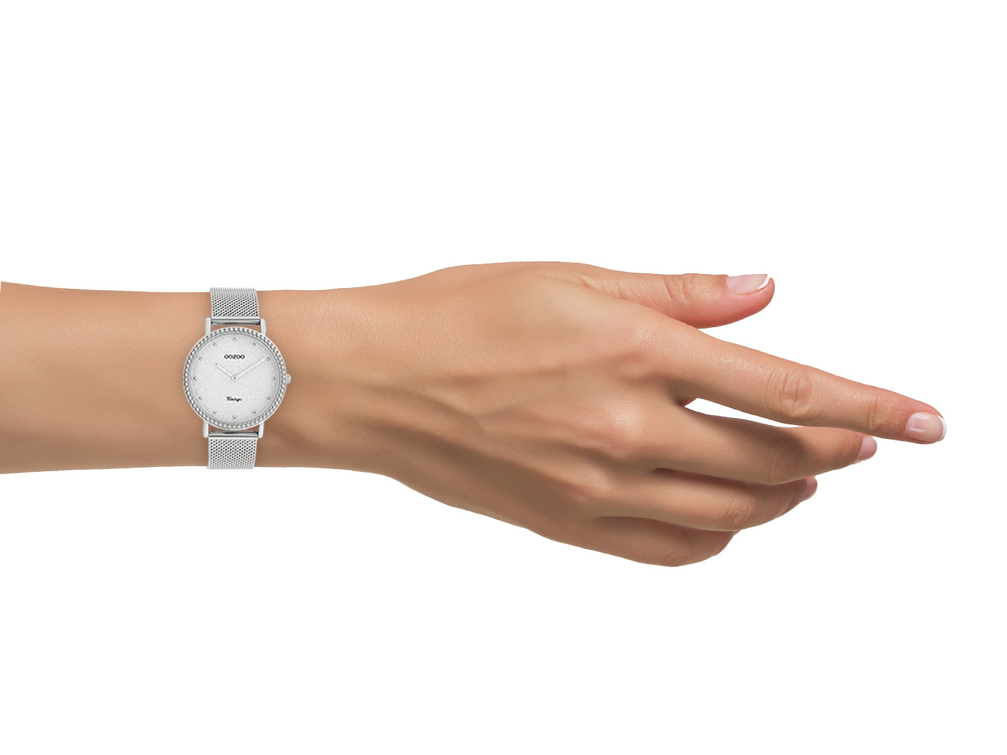 OOZOO Vintage - Damen - Edelstahl-Mesh-Armband – Silber C20051 – Bild 2