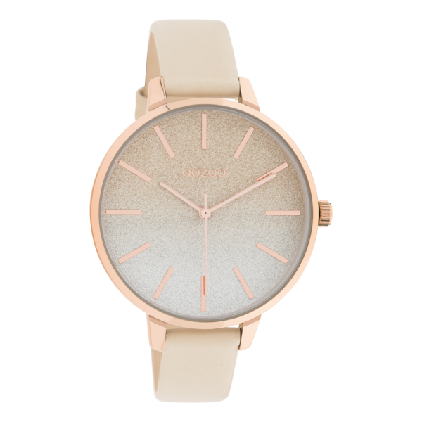 OOZOO Timepieces - Damen - Leder-Armband - Hell-Taupe/Roségold C11030