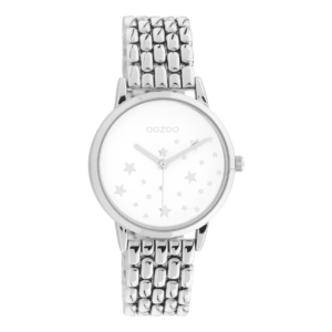 OOZOO Timepieces - Damen - Edelstahl-Glieder-Armband - Silber/Weiß C11025