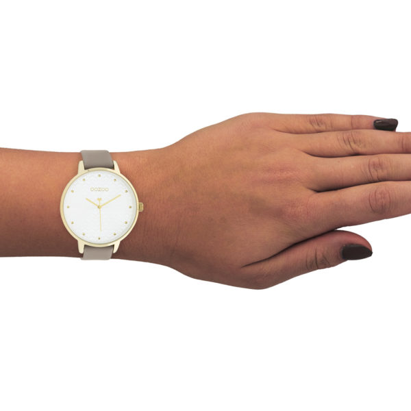 OOZOO Timepieces - Damen - Leder-Armband - Taupe/Gold C11037 – Bild 2