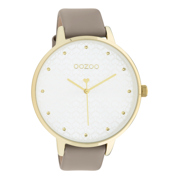 OOZOO Timepieces - Damen - Leder-Armband - Taupe/Gold C11037