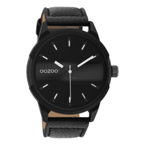 OOZOO Timepieces -Herren - Leder-Armband - Schwarz/Dunkelgrau C11004