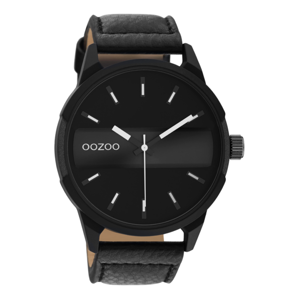 OOZOO Timepieces -Herren - Leder-Armband - Schwarz/Dunkelgrau C11004
