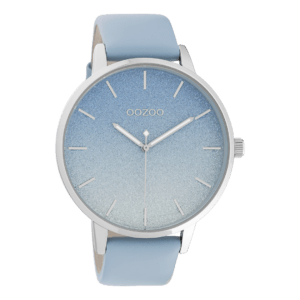 OOZOO Timepieces -Damen - Leder-Armband - Hellblau/Silber C10830