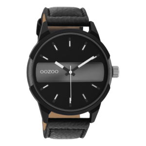 OOZOO Timepieces -Herren - Leder-Armband - Schwarz/Grau C11000