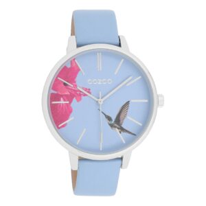 OOZOO Uhr mit hellblauem Lederarmband C11067