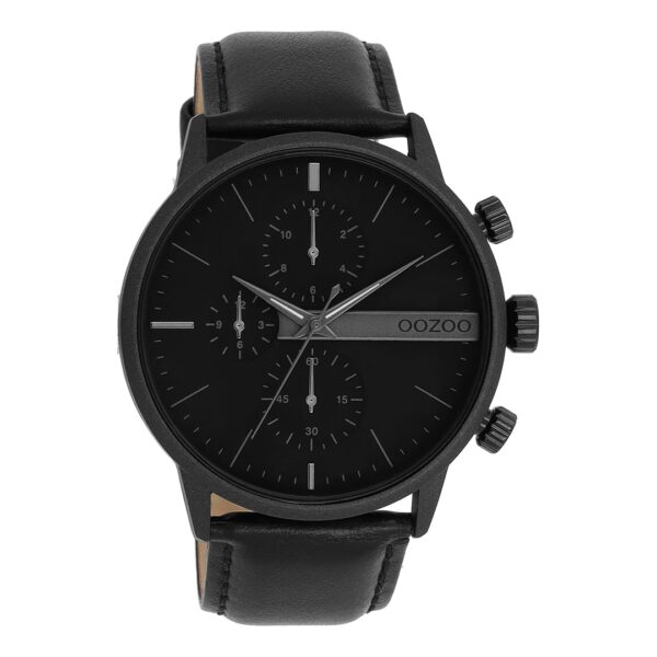 OOZOO Uhr mit schwarzem Lederarmband C11224