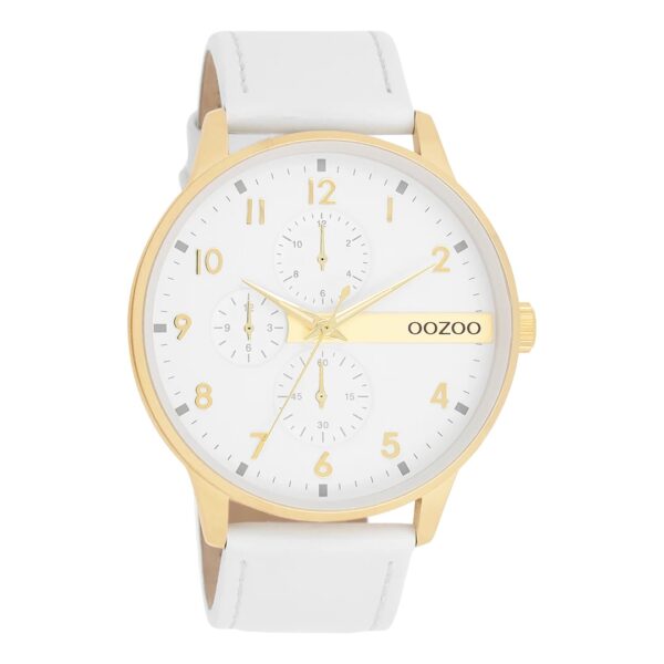 OOZOO Uhr mit weißem Lederarmband  C11305