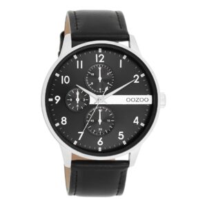 OOZOO Uhr mit schwarzem Lederarmband C11309